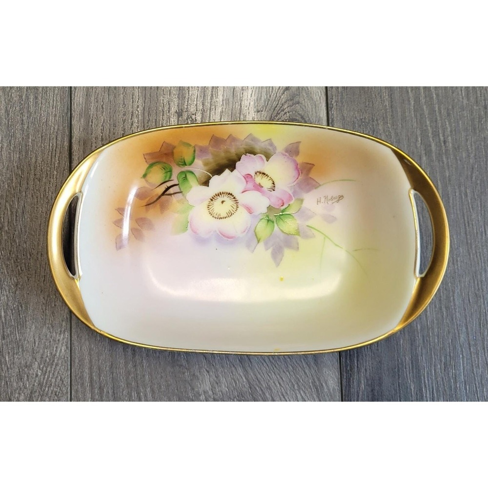 Meito China Hand Painted Made in Japan Tray - Floral - 9 x 5 inches